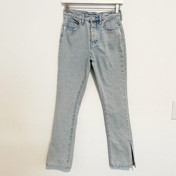 Blank NYC Denim The Lexington Button Fly Split Hem High Rise Jeans Blue Size 24 - Picture 1 of 9